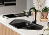 PRIMAGRAN Eckspüle Schwarz Metallic 90x50cm, Granitspüle Produktbild-Vorschau 3