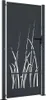 A dark gray metal garden gate with a cut-out grass design. Produktbild-Vorschau
