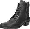 A black leather boot with laces and a side zipper. Voir les images du produit
