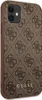 A close-up view of a brown Guess phone case with a repeating pattern of the Guess logo. Náhľad obrázku produktu