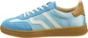 A side view of a blue Gant sneaker with white stripes and a brown heel accent. Produktbild-Vorschau