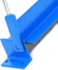 A close-up view of a blue metal sheet bending machine. Náhled obrázku produktu