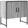 A product shot of a gray wood-effect cabinet with black metal legs and handles, isolated on a white background. Produktbild-Vorschau