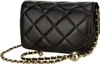 A black quilted handbag with a gold chain strap is shown against a white background. Produktbild-Vorschau