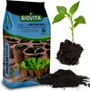 A bag of soil for sowing seeds, with a seedling and a pile of soil next to it. Produktbild-Vorschau