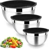 3pcs Bol avec couvercle Silicone Acier inoxydable Mélangeur Voir les images du produit 1