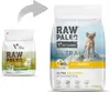 Two bags of dog food are shown, with an arrow indicating a change or upgrade from the smaller bag to the larger bag. Produktbild-Vorschau