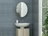 Badezimmer Hängeschrank oval mit Spiegel - Eichefarben - Produktbild-Vorschau 2