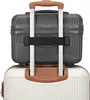 A close-up view of two stacked suitcases, with the top suitcase secured to the handle of the bottom suitcase by a strap. Anteprima dell’immagine prodotto