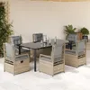 vidaXL 7-tlg. Garten-Essgruppe mit Kissen Beige Poly Rattan Produktbild-Vorschau 2