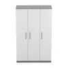 A front view of a three-door wardrobe with gray handles and a gray top. Voir les images du produit