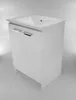 A white bathroom vanity with a sink. Produktbild-Vorschau