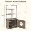 Product dimensions diagram for a cat tree with a litter box enclosure. Podgląd zdjęcia produktu