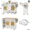 okwish Kuchyňská skříň na kolečkách, kuchyňský ostrůvek s Náhled obrázku produktu 6