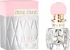 A Miu Miu perfume bottle and its packaging are displayed side-by-side against a white background. Anteprima dell’immagine prodotto