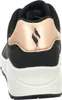 The back view of a black Skechers sneaker with rose gold accents. Náhled obrázku produktu