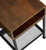 Close-up of a wooden side table with a metal mesh shelf. Náhled obrázku produktu