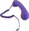 A purple retro-style handset with a coiled cord and a 3.5mm jack connector, isolated on a white background. Podgląd zdjęcia produktu