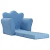 vidaXL Schlafsofa für Kinder Blau Weich Plüsch Produktbild-Vorschau 4