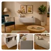A collage of images showing a modern living room setup with a TV lowboard, armchair, coffee table, and decor. Náhľad obrázku produktu