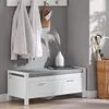 SoBuy Schuhbank FSR74-W in modernem Flur mit Garderobe und Deko Produktbild-Vorschau