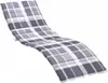 A chaise lounge cushion with a gray and white plaid pattern, lying on a white background. Produktbild-Vorschau