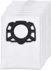 A stack of white vacuum cleaner bags with black plastic connectors. Produktbild-Vorschau