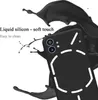 A black phone case is shown with black liquid splashing around it, highlighting its features. Podgląd zdjęcia produktu