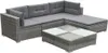 vidaXL Garten-Lounge-Set, 5-teilig, Poly Rattan, Grau, Produktbild-Vorschau 2
