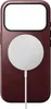 A brown iPhone case with a white circular wireless charger attached, with a white cable extending downwards. Anteprima dell’immagine prodotto