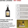LED Dekoration – Laterne antik schwarz blinkend, 3x AAA, Innen, Vintage, Timer Produktbild-Vorschau
