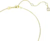 A close-up shot of a gold-colored necklace chain with a clasp and an extension chain with a small faceted crystal pendant. Produktbild-Vorschau
