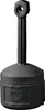 A black, freestanding ashtray with a tall stem and a wide base. Voir les images du produit
