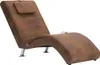 vidaXL Masážne lehátko s vankúšom Brown Suede Look Náhľad obrázku produktu 1