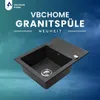 VBChome Granitspüle 59 x 44 cm Schwarz Einzelbecken Produktbild-Vorschau 2