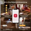 Collage of images showing a robot vacuum cleaner and its app interface, demonstrating features like scheduled cleaning, no-go zones, and zone cleaning. Produktbild-Vorschau