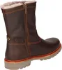 A single brown leather boot with a fur lining and a zipper closure, shown from the side against a white background. Produktbild-Vorschau