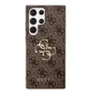 A brown phone case with a repeating Guess logo pattern and a gold Guess logo in the center. Produktbild-Vorschau