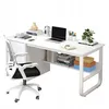 A white desk with a chair and office supplies on a white background. Náhľad obrázku produktu