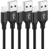 A group of black USB-A to Lightning charging cables arranged in a row against a white background. Produktbild-Vorschau