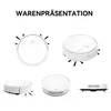 A collage of images showing a white robot vacuum cleaner from different angles. Produktbild-Vorschau