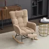 A beige corduroy rocking chair with a footrest in a living room setting. Náhľad obrázku produktu