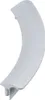 A white curved handle for a dryer door, shown against a white background. Produktbild-Vorschau