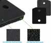 Close-up views of black foam filters with green dots and lines pointing to magnified sections and text descriptions. Voir les images du produit