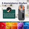 A promotional image for a slushie machine, showing the machine itself and different consistencies of slush. Produktbild-Vorschau