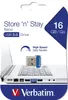 Packaging for a Verbatim Store 'n' Stay Nano USB 3.0 Drive, showing a laptop with the drive plugged in. Náhled obrázku produktu