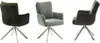 Three views of a modern armchair with a swivel base. Produktbild-Vorschau