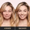 Vorher-Nachher-Vergleich des Gesichts einer Frau, zeigt Haut mit und ohne Make-up Anteprima dell’immagine prodotto