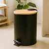 Odpadkový koš do koupelny s bambusem ZETRU, 3 l, černý Náhled obrázku produktu 2