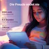 A young girl is using a tablet in bed, with soft lighting. Produktbild-Vorschau